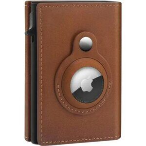 AirTag Wallet Genuine Leather Air Tag Wallet RFID Technology Credit Card Holder